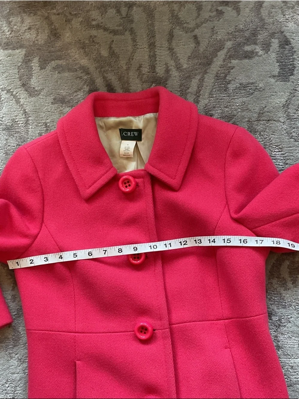 J. Crew Azalea Pink Single-Breasted Wool Pea Coat - Picture 9 of 10